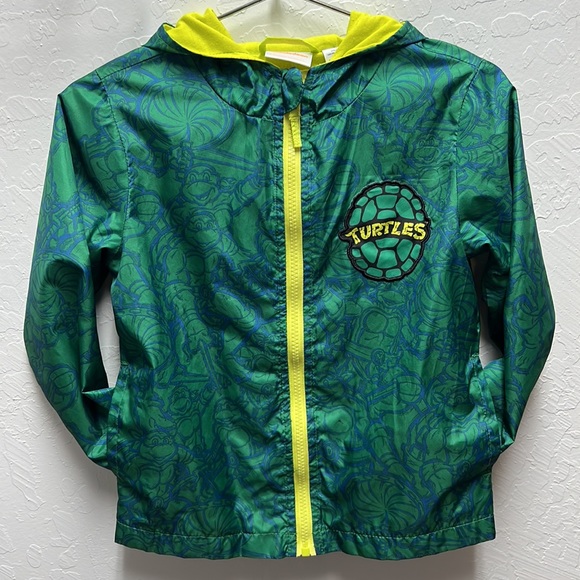 NICKELODEON 🐢🍕TMNT🛹🥷 Windbreaker Hooded Jacket Size 5 - Picture 2 of 11